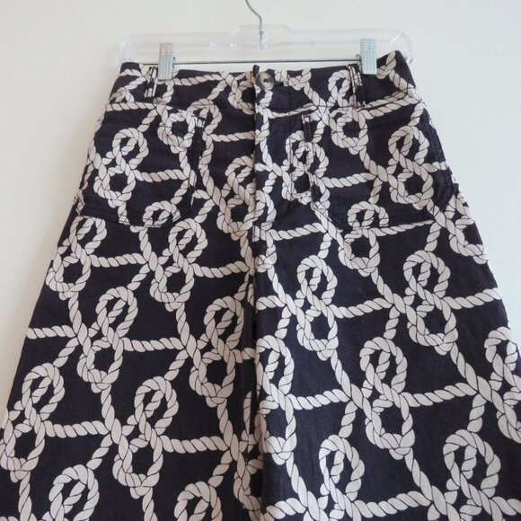 ANTHROPOLOGIE MAEVE The Colette Nautical Rope Wide Leg Cropped Linen Blend Pants - Picture 10 of 16